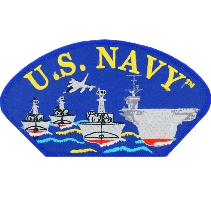 NAVY SHIPS Embroidered Iron-On Hat Patch 3x5.25 Inches 1336