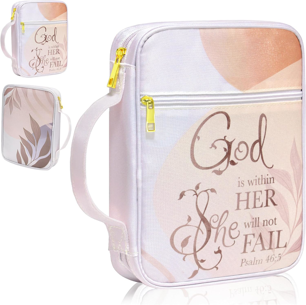 Bible Cover for Men, Carrying Organizer Bag with Zipper and Pockets