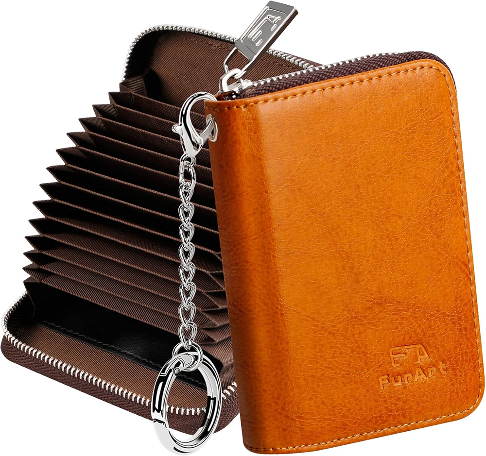 Slim RFID-Blocking Card Wallet with Zipper & Keychain for Women  -image