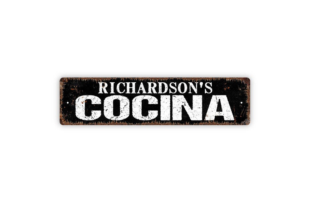 Personalized Cocina Sign - Custom Metal Sign - Rustic Street Sign or Door Name