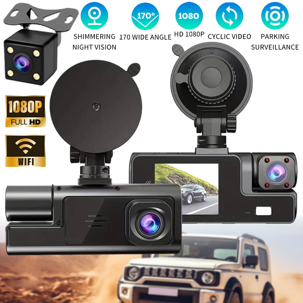 Dual Lens Car DVR Dash Cam 1080P HD Front Rear Inside Camera with WiFi