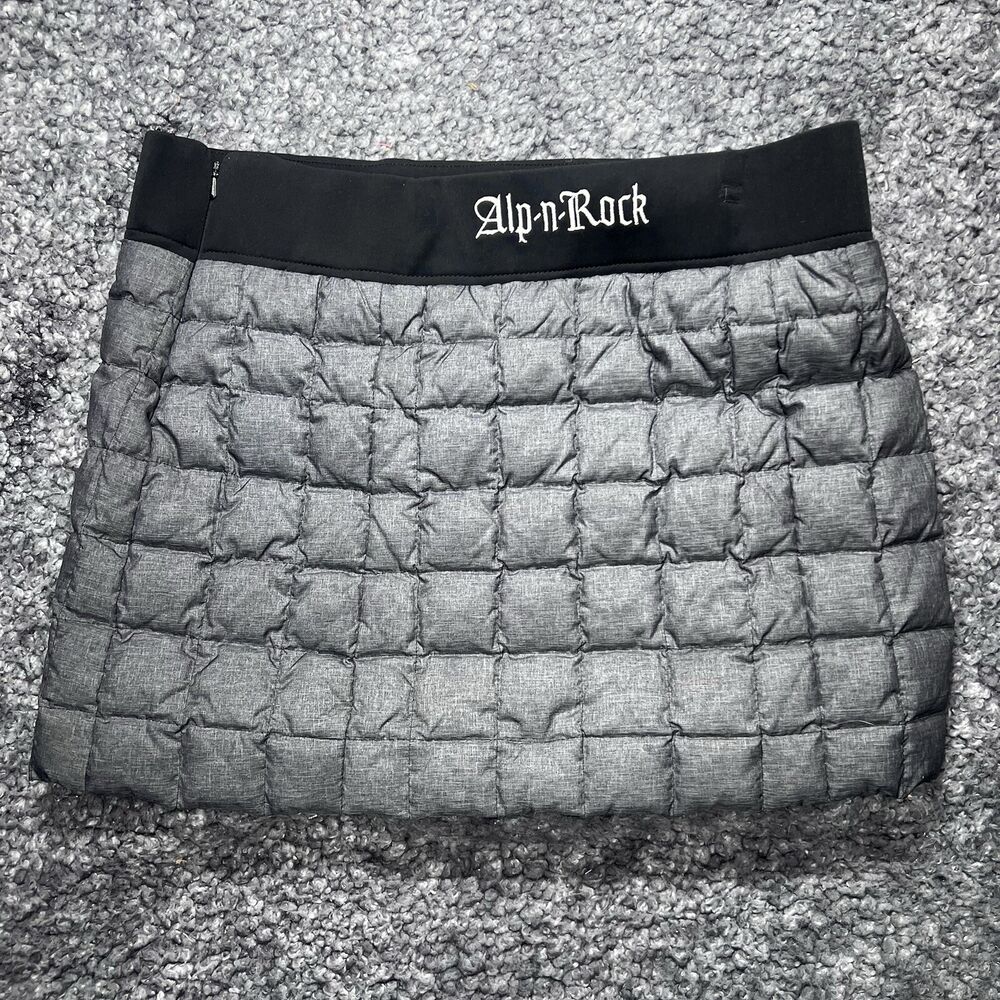 Alp n Rock Alpine Down Quilted Puffer Mini Skirt Apres Ski Black Gray Size 8