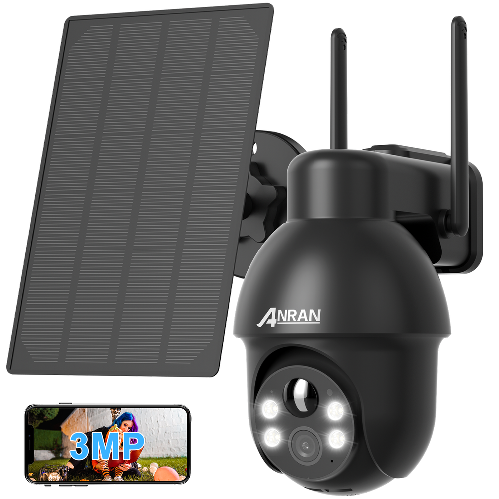 ANRAN Home Security Camera System Solar Panel 360°PTZ Wireless 3MP Outdoor Audio