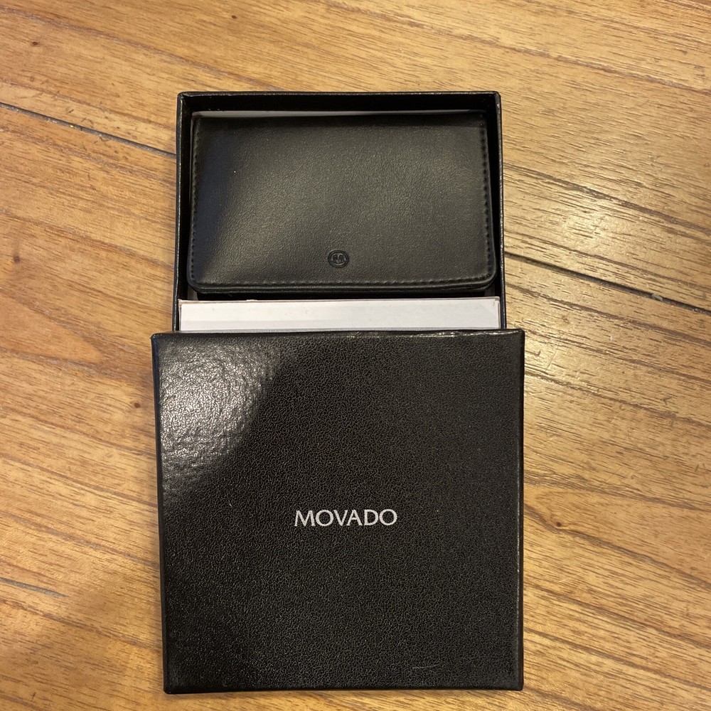 Movado Wallet Credit Card Business Card Holder Black NIB No Tags 4”x 2.5”