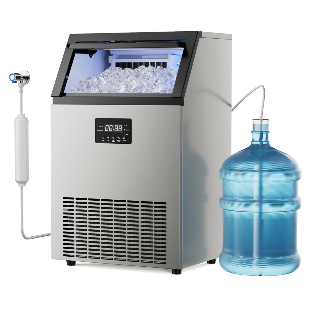 Commercial Ice Maker 150LB Daily 50LB Bin Self-Cleaning 45 Cubes for Home Bar