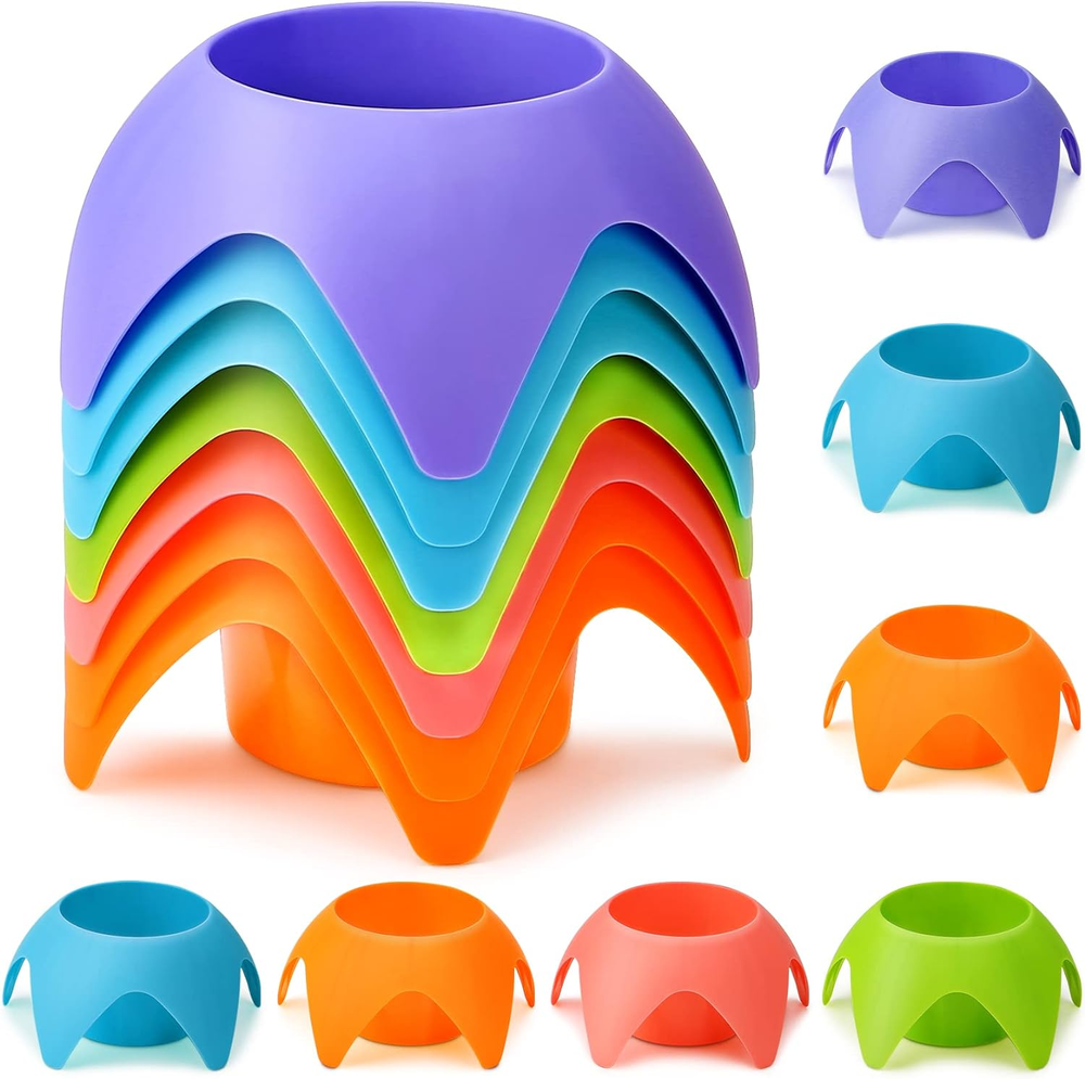 7 Pack Colorful Beach Cup Holders Sand Drink Coasters for Pool or Vacation