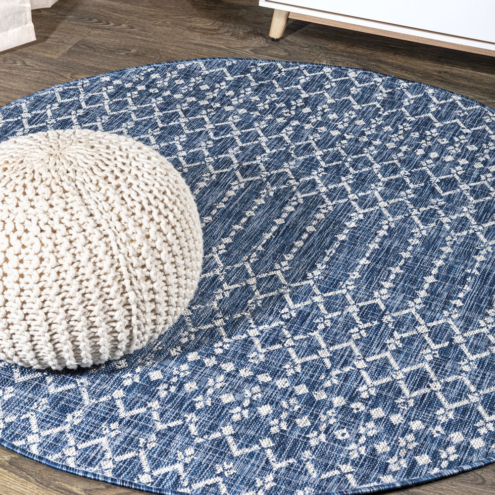 Jonathan Y Lighting Santa Monica 3x3 Navy Polypropylene Outdoor Rug