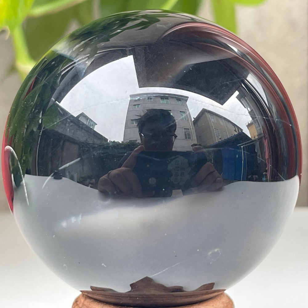 303g Natural Black Agate Ball Quartz Crysta Energy Sphere Reiki healing