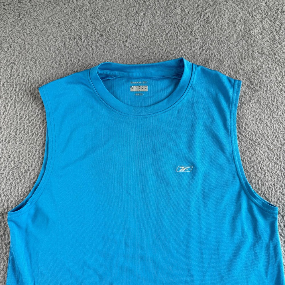 Reebok Shirt Mens Large Blue Tank Top Vest Athletic Play Dry Sports Training Gym