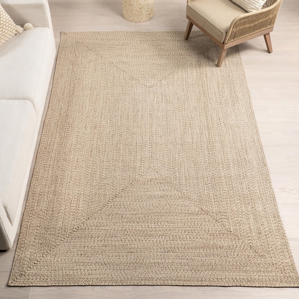 Wynn Tan 4-Foot Round Braided Indoor Outdoor Area Rug