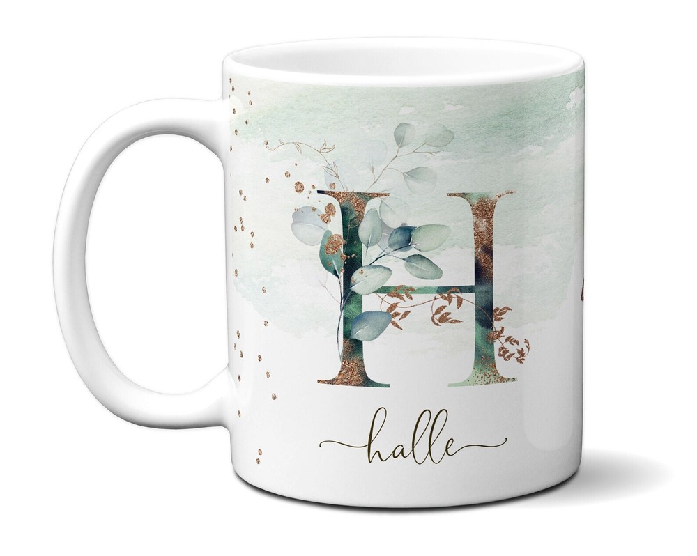 Personalized Floral Initial Mug A to Z for Coffee Tea Hot Chocolate-image