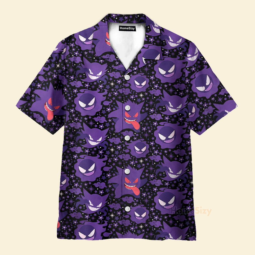 Gengar Pokemon Seamless Pattern Hawaiian Shirt for Stylish Anime Fans