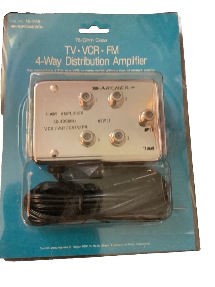 RADIO SHACK, 4-WAY AMPLIFIER, #15-1119, 50-400MHz,VCR/VHF/CATV/FM, ARCHER,New