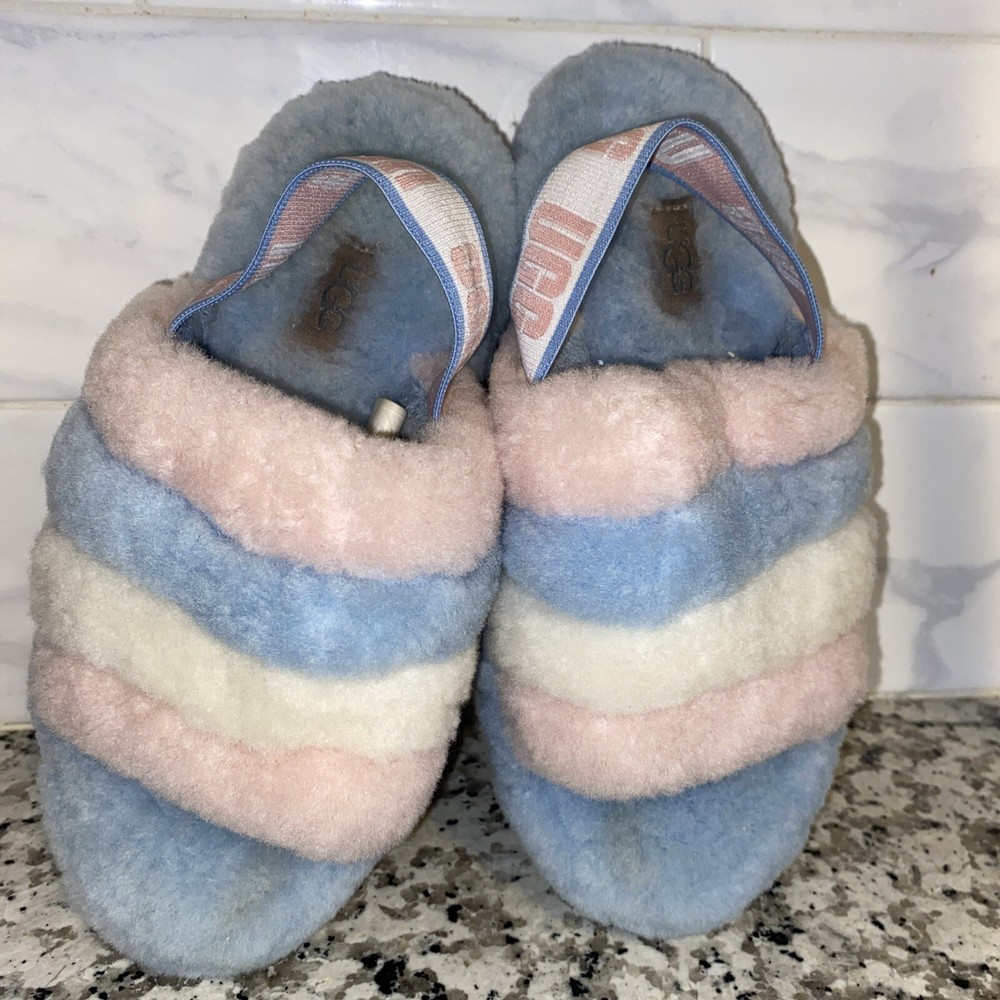 UGG Rainbow Fluff Yeah Slide Multi for Kids Size 1