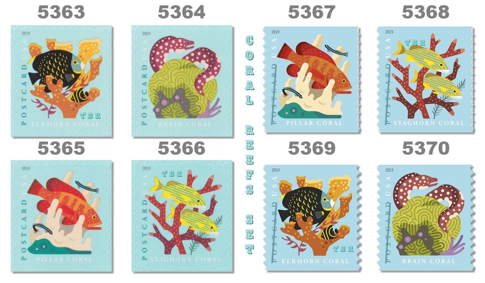 5363-66 & 5367-70 5370 Coral Reefs Singles Set All 8 Complete 2019 MNH - Buy Now-image