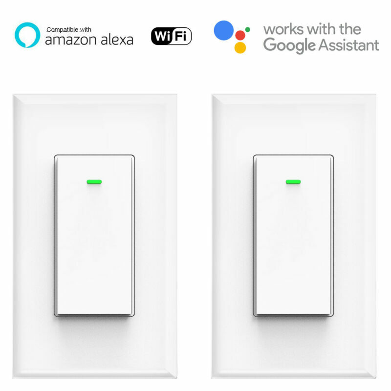 2 Pack Smart WIFI Light Switch Remote Alexa Google Home Voice Control Smart Life