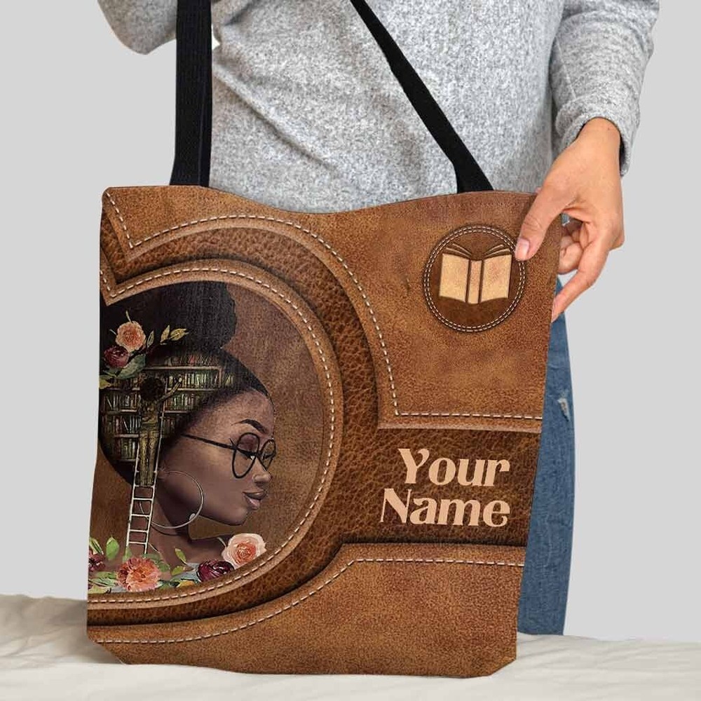 Personalized African Book Girl Tote Bag - Perfect Gift for Women-image