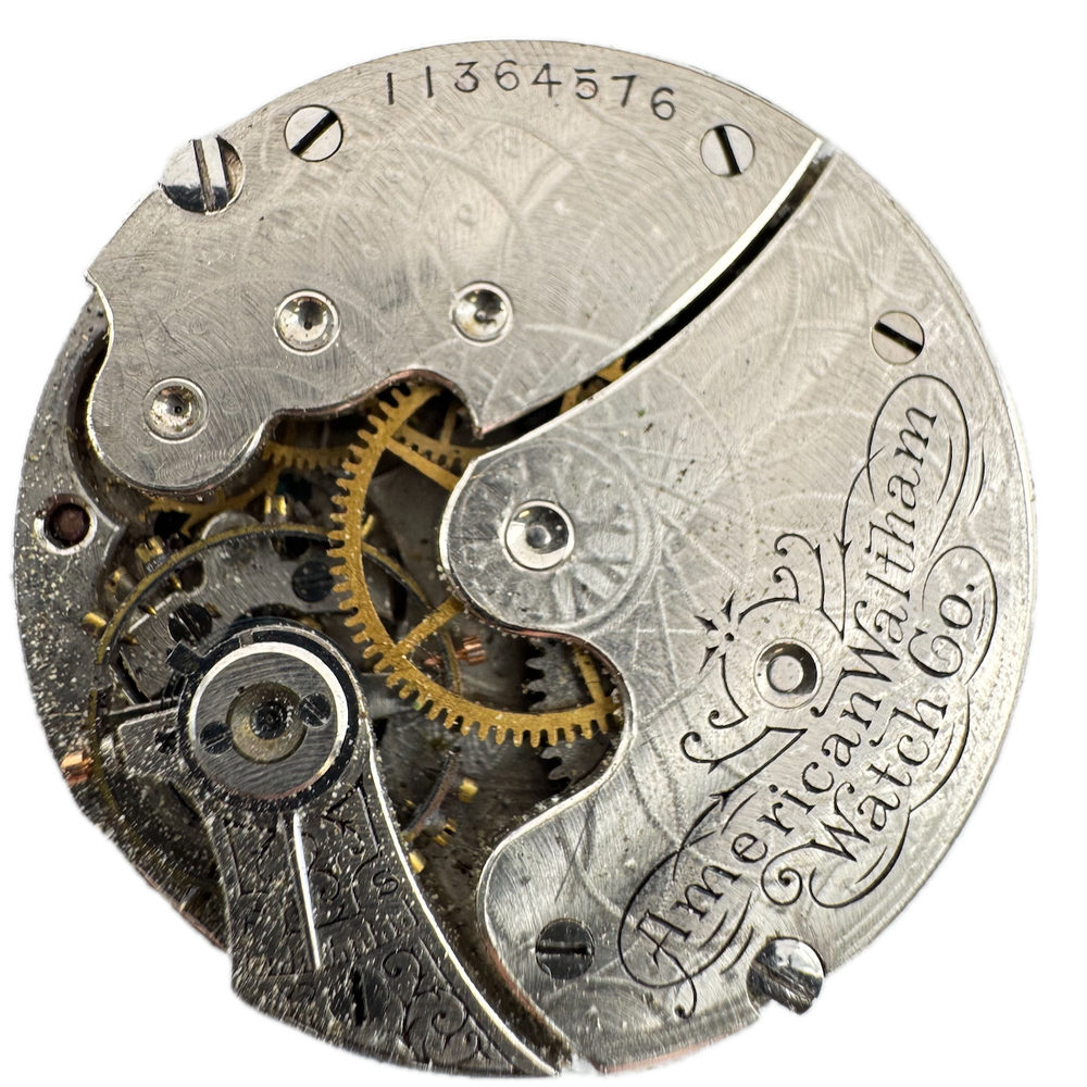 Antique 1902 Waltham 7 Jewel Hunter Pocket Watch Movement Seaside USA