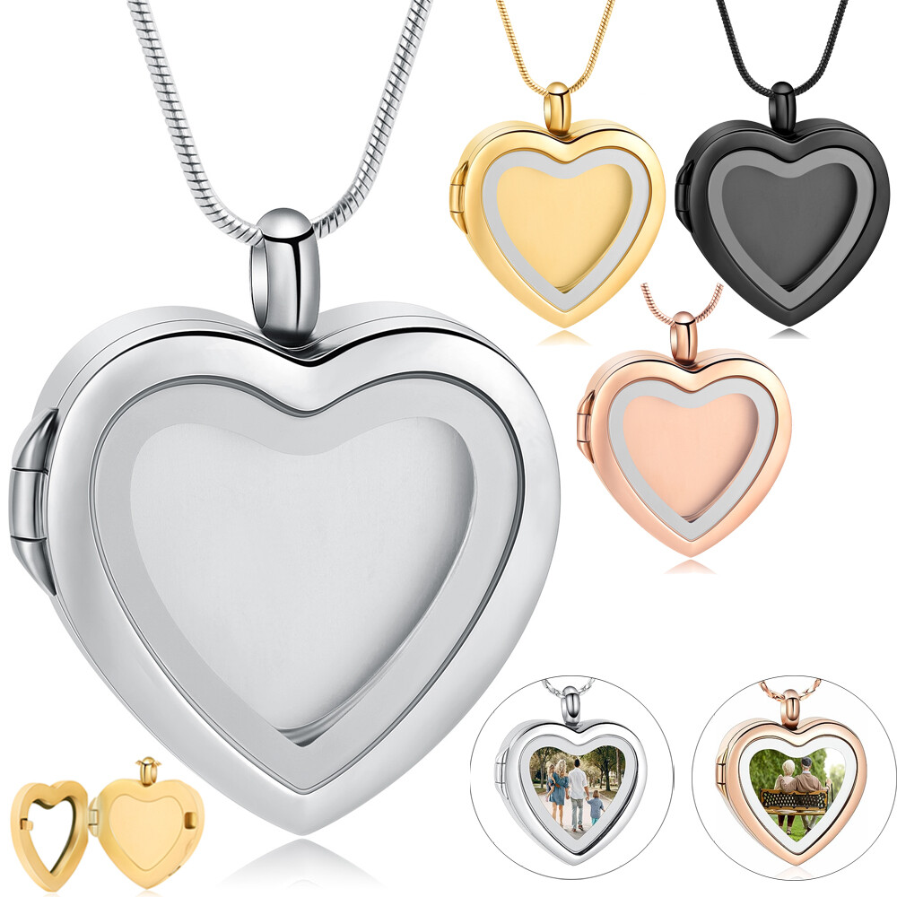 Customized Jewelry Personalized Custom Engraving Photo & Text Heart Urn Necklace