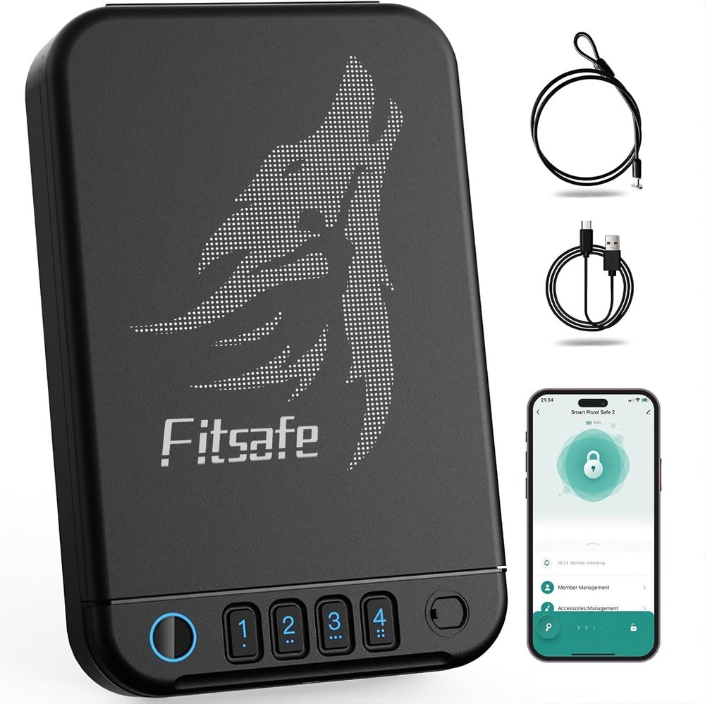 Biometric Gun Safe Travel Case, Portable Small Pistol Safe, Quick Black-image