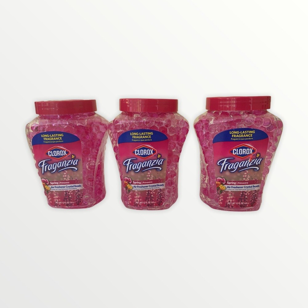 Fraganzia Air Freshener Crystal Beads by Clorox Lot of 3 Spring  12 Oz ea Pink