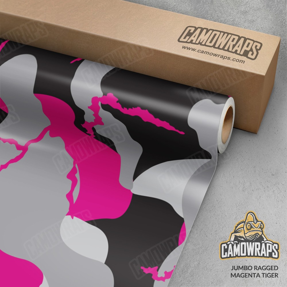 Jumbo Ragged Magenta Tiger Camo Vinyl Wrap | Durable Cast Decal Film