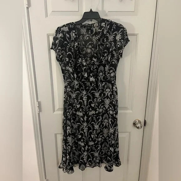 Vintage Black & White Sheer Flowy Dress