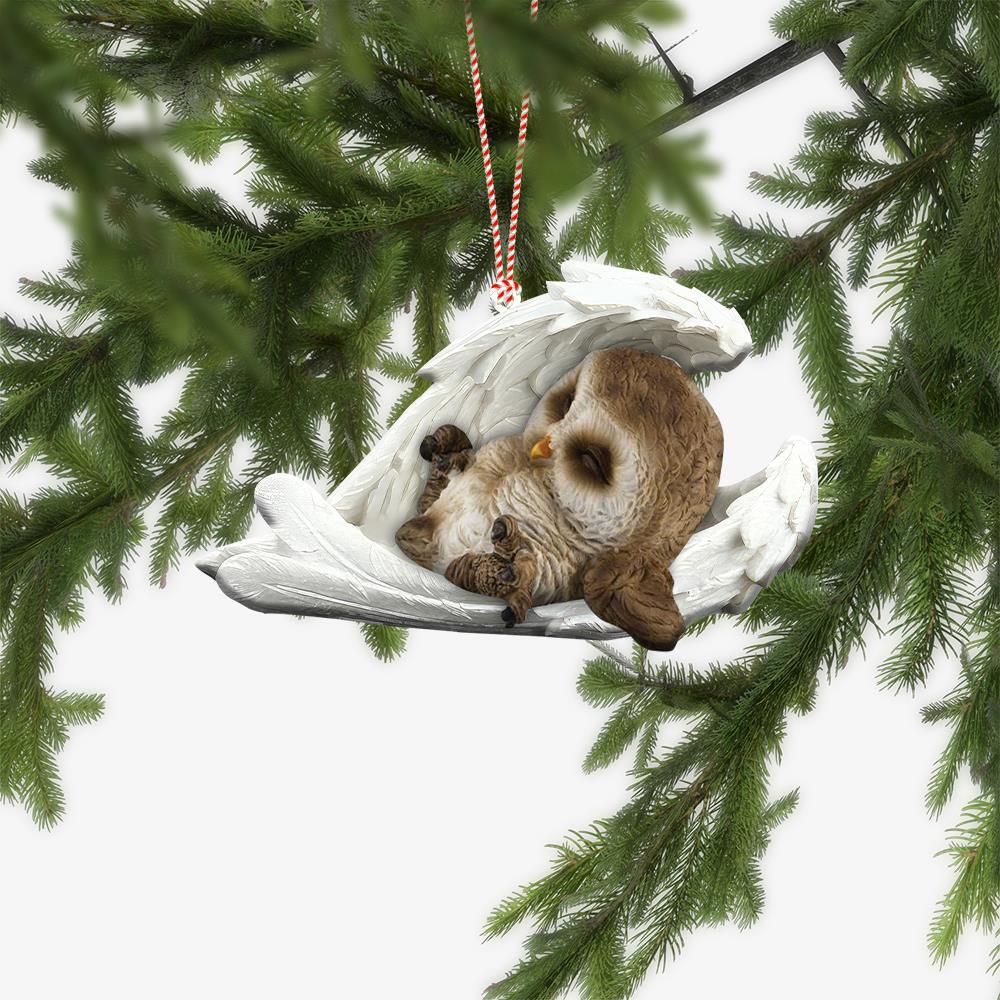 Lovely Owl Sleeping Angel Wings Car Ornament  Owl Christmas Ornament Xmas Gift