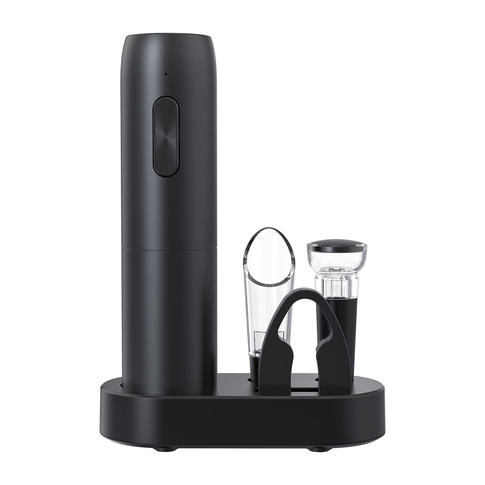 Cordless Electric Wine Opener with Rechargeable Charging Base – Effortless Wine Bottle Opening with Precision Foil Cutter and LED Indicator, Perfect for Gifts and Entertaining