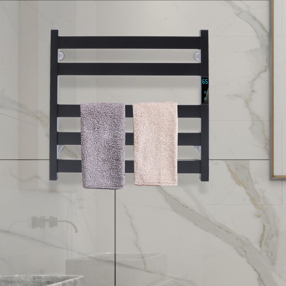 Wall Mounted Electric Towel Warmer Stainless Steel Heated 5 Towel Bar Bathroom