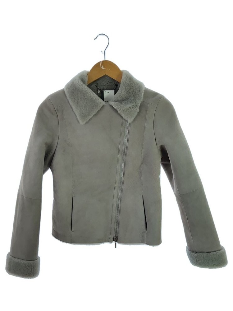 Mouton Leather Jacket Blouson Size 38 Sheepskin Grey Plain Style 0W19F99123 1296