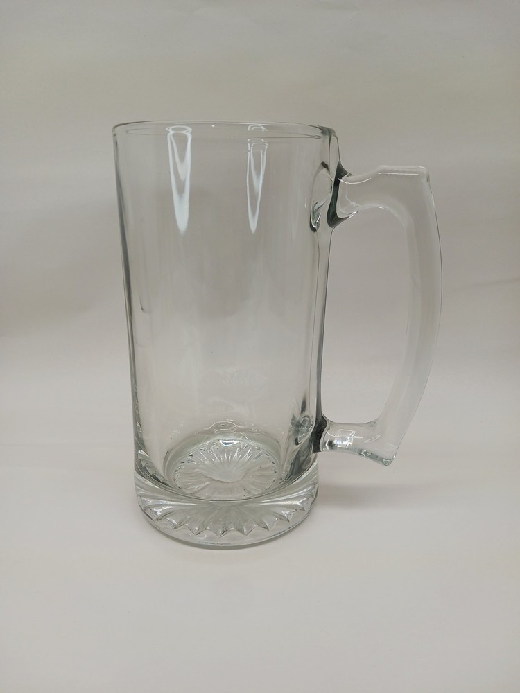 New 26.5 oz Glass Beer Stein with Handle - 7 Inch Sports Mug