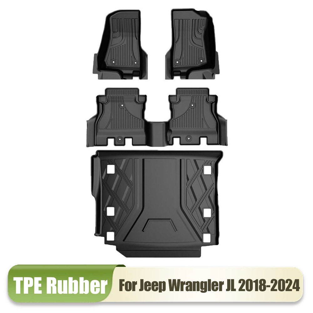 Car Floor Mats+Trunk Mat Cargo Liner All Weather For Jeep Wrangler JL 2018-2024