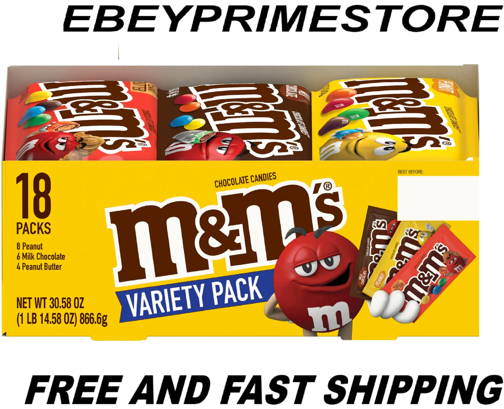 M&M's Variety Pack Full Size Milk Chocolate Candy Bars - 18 Ct