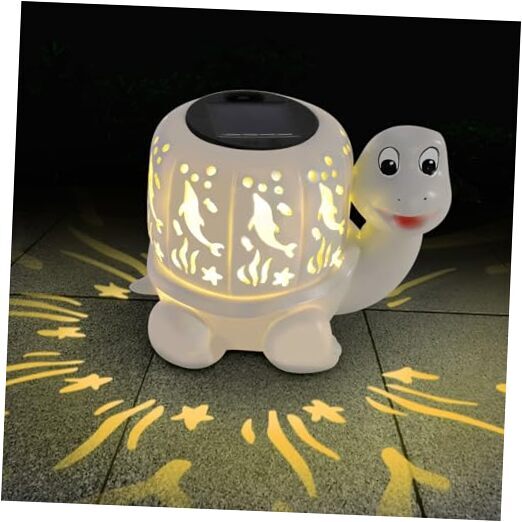 Turtle&Dolphin Solar Outdoor Statues Lantern Lights,Garden Decor for Outside