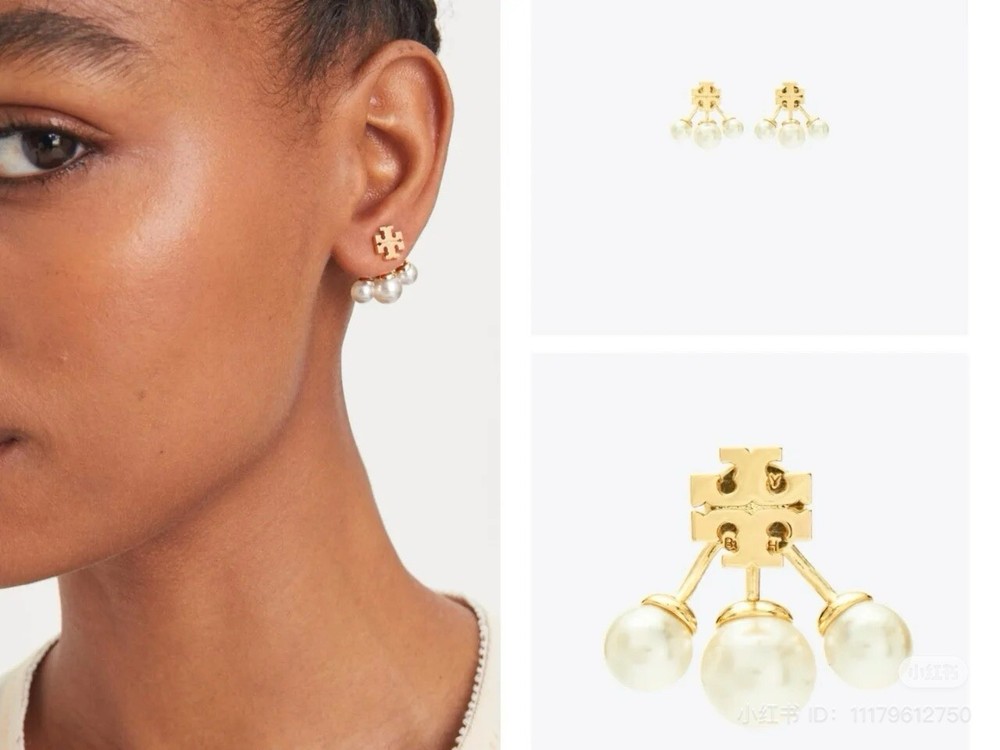 Tory Burch Front-Back Pearl Earring Nice Design Perfect Lady Gift