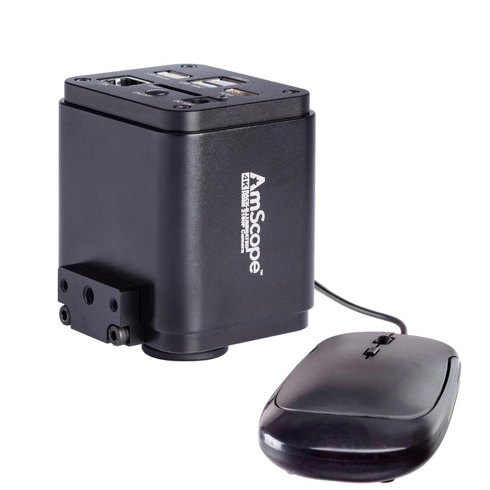 Amscope 4K 30fps 8MP HDMI, LAN, Wi-Fi Color BSI CMOS C-mount Microscope Camera
