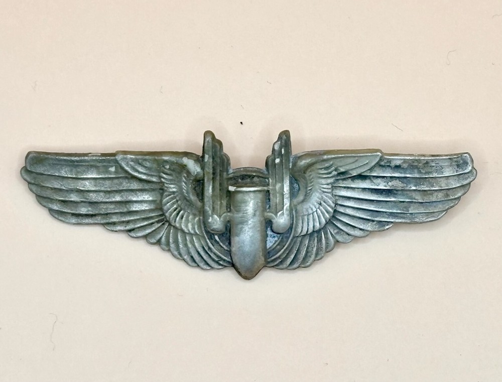 1940's US Army Air Corp Air Gunner Flight Wings Pin - Sterling Silver
