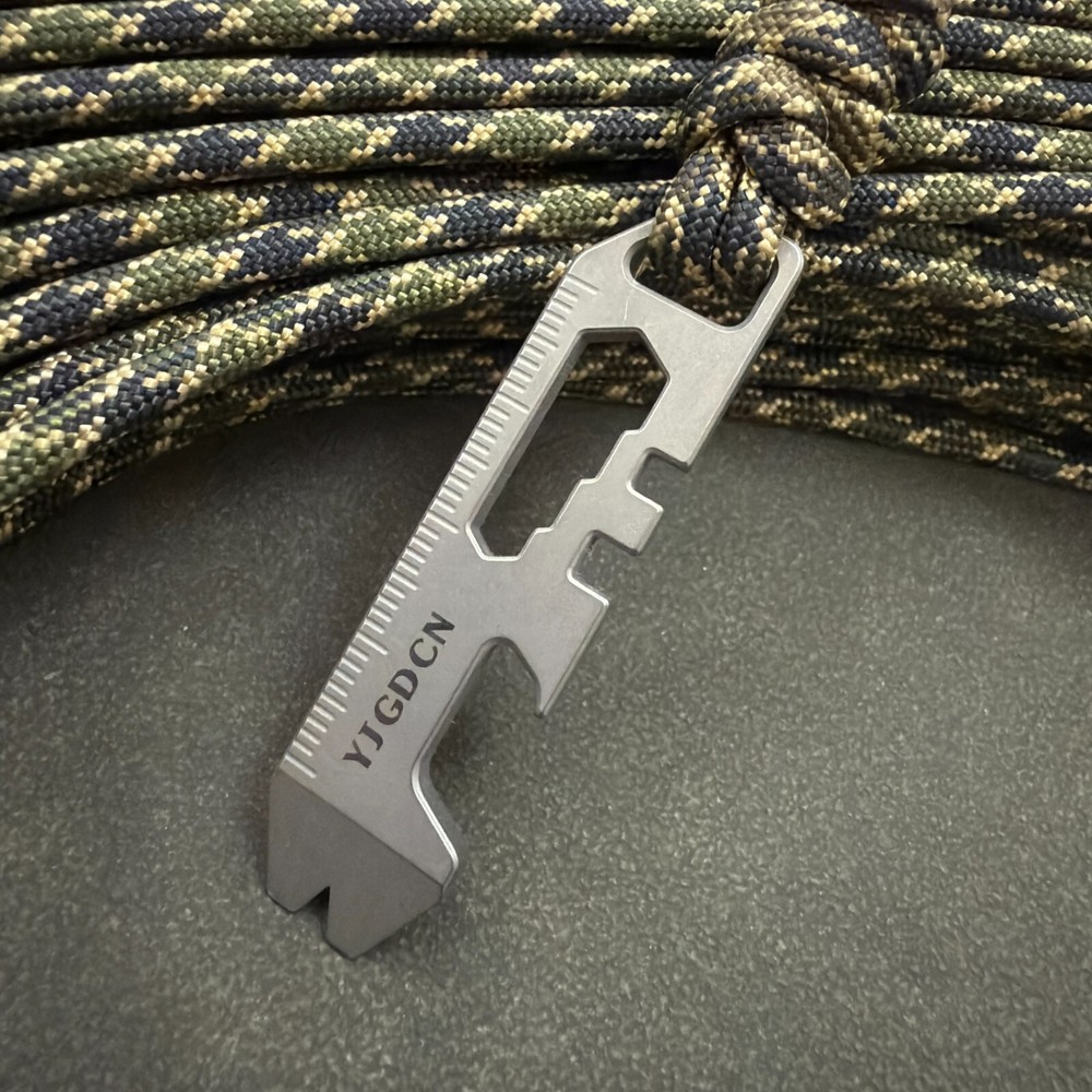RIHE Design TC4 TITANIUM PRY Bar TOOL EDC bottle opener  handmade 550 paracord