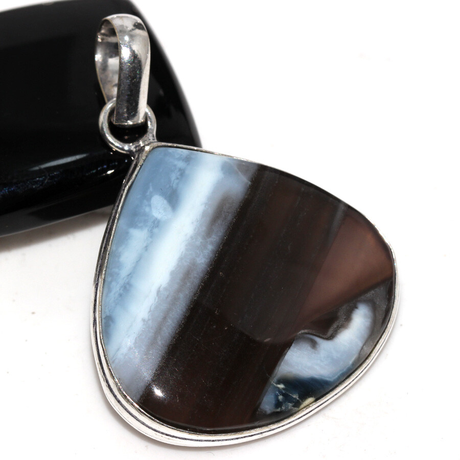 925 Silver Plated Owhyee Blue Opal Ethnic Pendant Handmade Jewelry Size 2