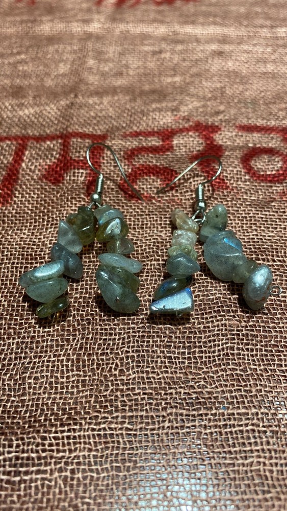 Labradorite Chips Dual-Strand Earrings