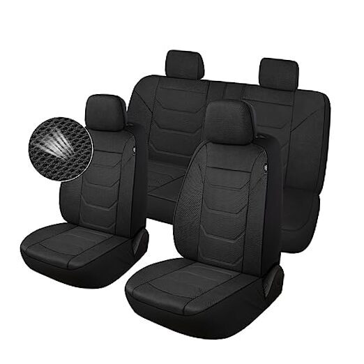 3D Air Mesh Car Seat Covers Washable and Breathable Premium Full Set Black