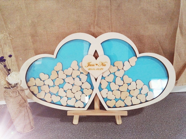 Personalized Wooden Heart Drop Box for Wedding Guest Sign-In  -image