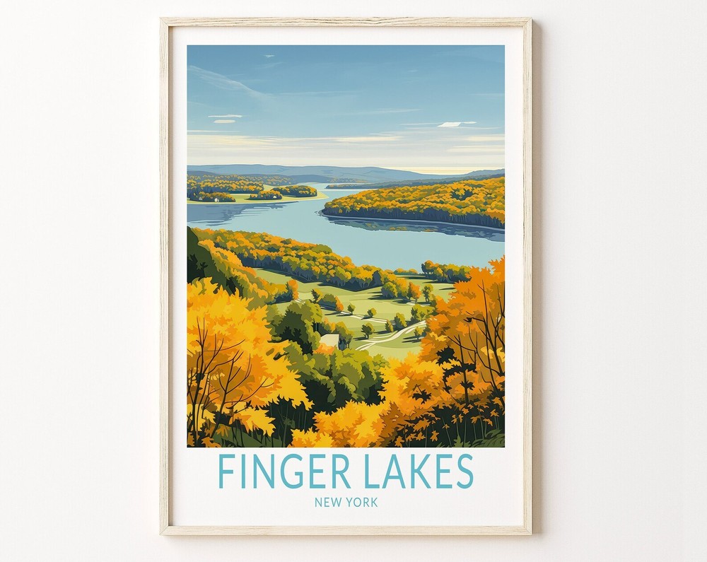 Finger Lakes & Lake Ontario Travel Wall Art Poster New York Scenic Print  