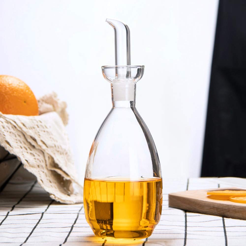 Glass Oil Bottle with Spout – Olive Oil Dispenser & Vinegar Drizzler with Pour Stopper