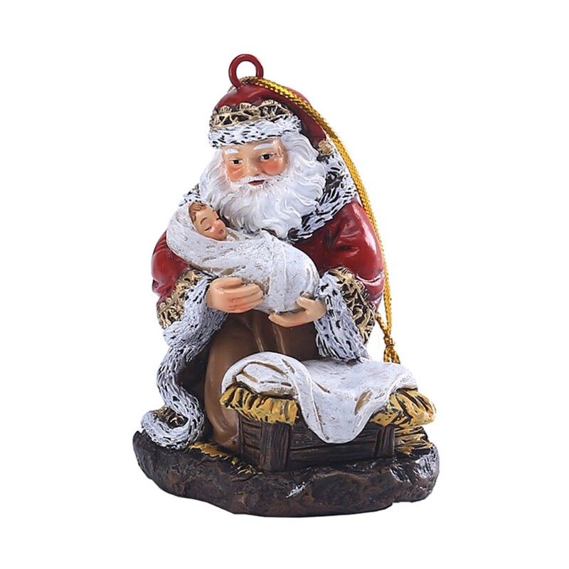 Christmas Hanging Ornaments Resin Hug Santa Figurines Santa Pendant
