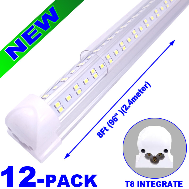 12/PACK 144W 8 Foot LED Shop Light 8ft LED Tube Light Integrated Fixture Lamp