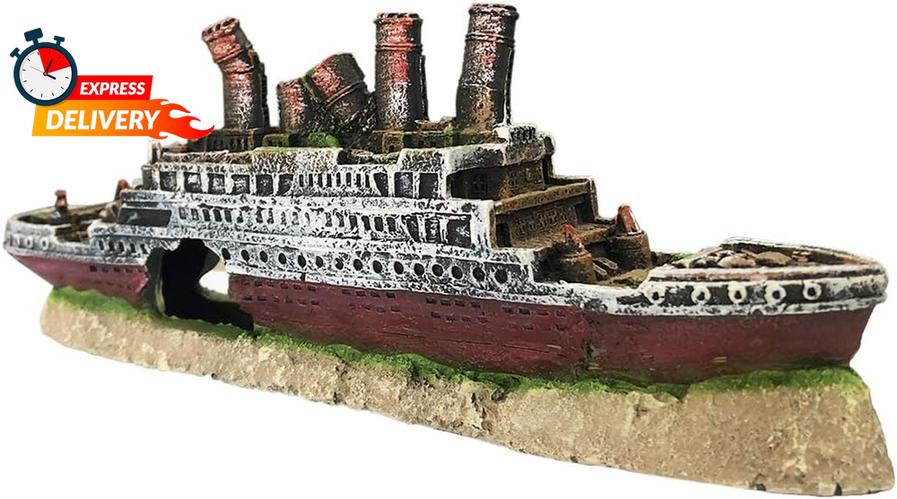 SLOCME Aquarium Titanic Shipwreck Decor Resin Pirate Fish Tank Ornament