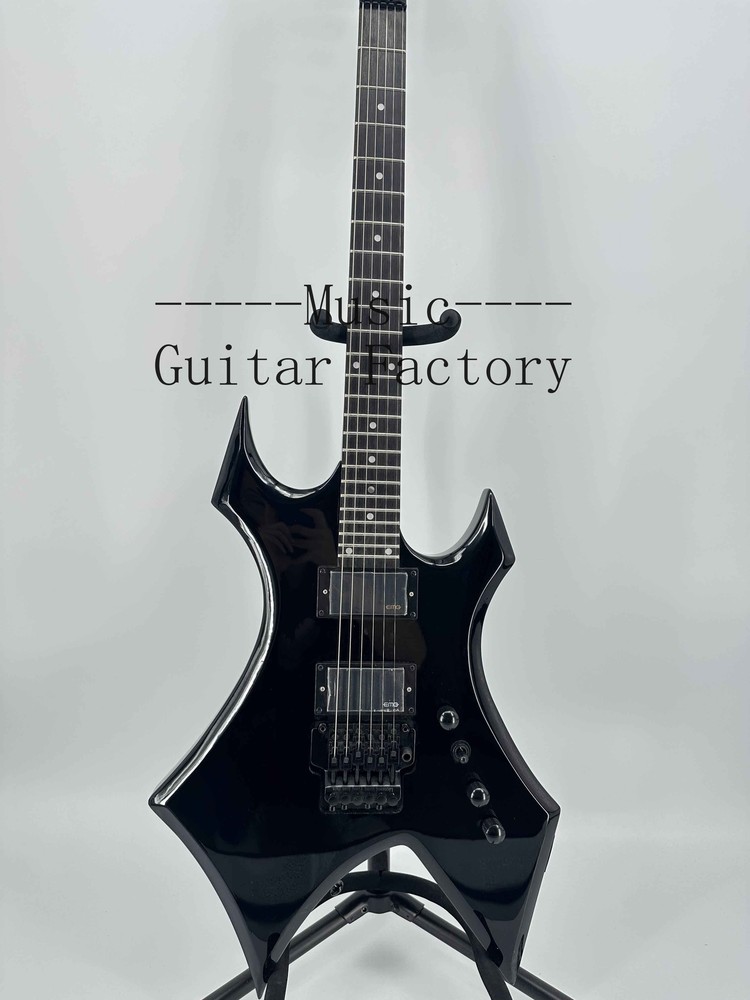 Custom Black Warlock Electric Guitar Black Hardware Fixed Bridge 2H Pickups
