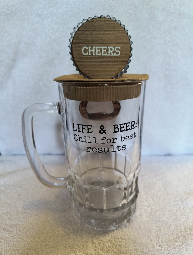 Beer Mug & Bottle Opener Set Reads 